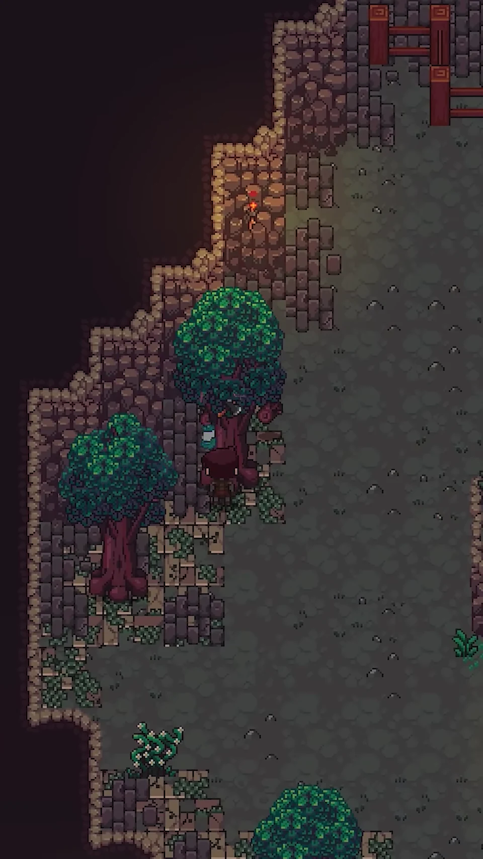 Adventurer standing before a dark forest tree line